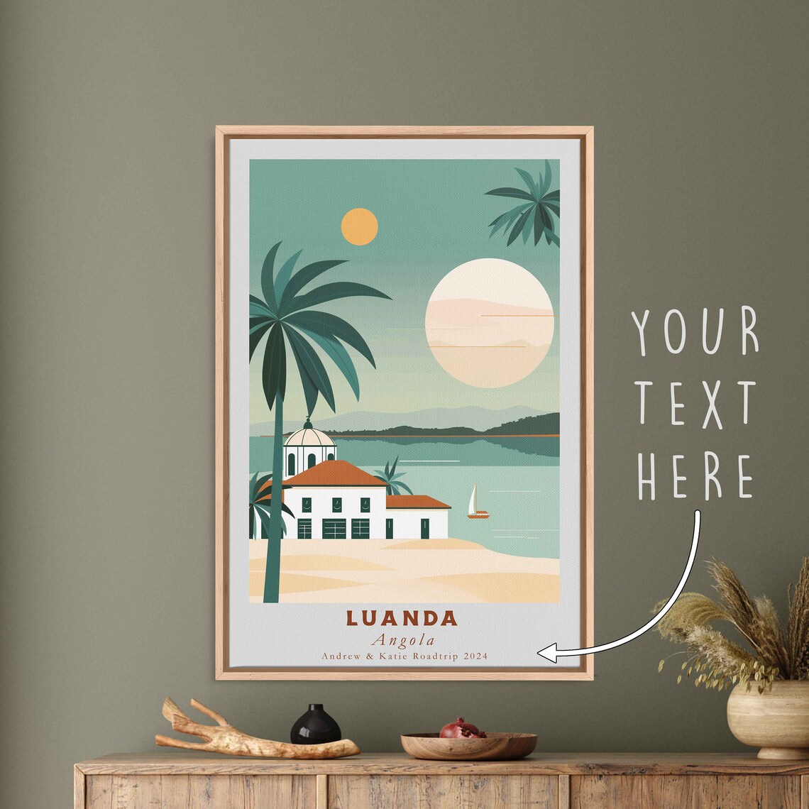 Luanda Angola Tropical Beach Colonial House Palm Trees Art Poster - Image 3