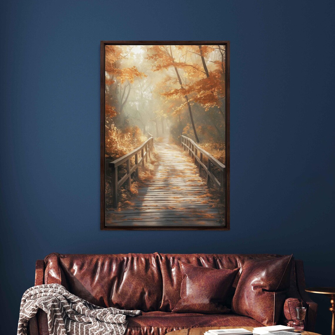 Autumn Forest Path, Peaceful Wooden Bridge - Image 3