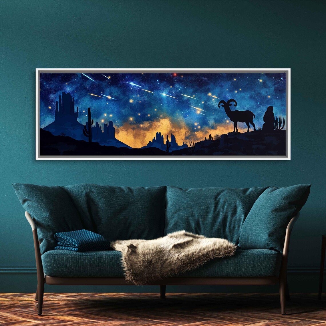 Desert Bighorn Sheep Under Starry Night Sky