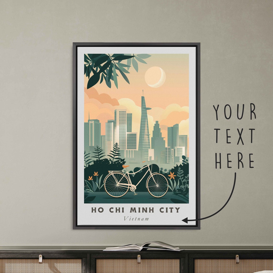 Ho Chi Minh City Vietnam Acrylic Painting Travel Art Framed Wall Art Framed Fine Art Poster Paper Print Travel Home Decor