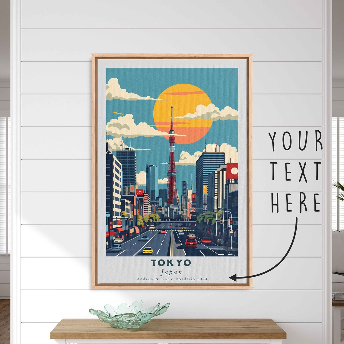 Tokyo Japan Retro Cityscape Tokyo Tower Sunset Skyline Travel Poster - Image 3