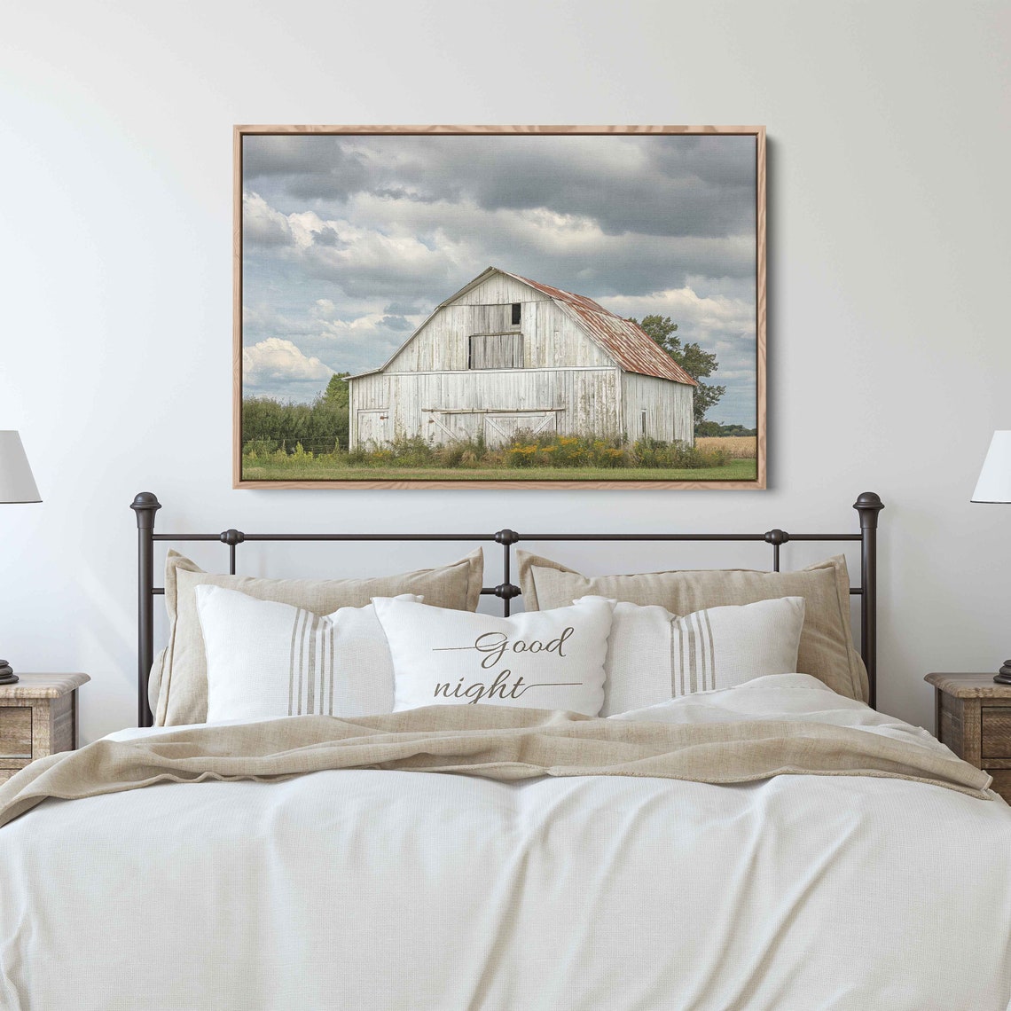 Rustic Weathered Barn Under Cloudy Skies Wall Art Print Countryside Landscape Ready To Hang - Image 2