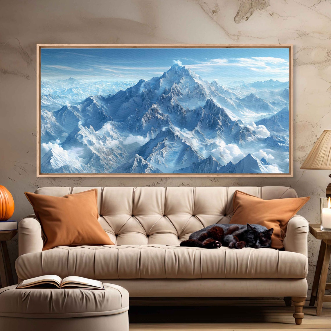 Snowy Mountain Peaks Above Clouds Panoramic Winter Alpine Vista Poster - Image 3
