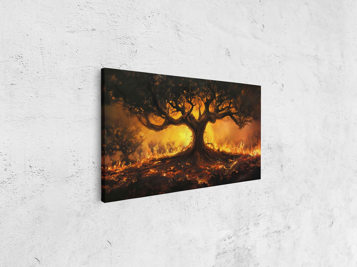 Wildfire Paining World Tree On Fire Framed Print Ready To Hang - Image 4