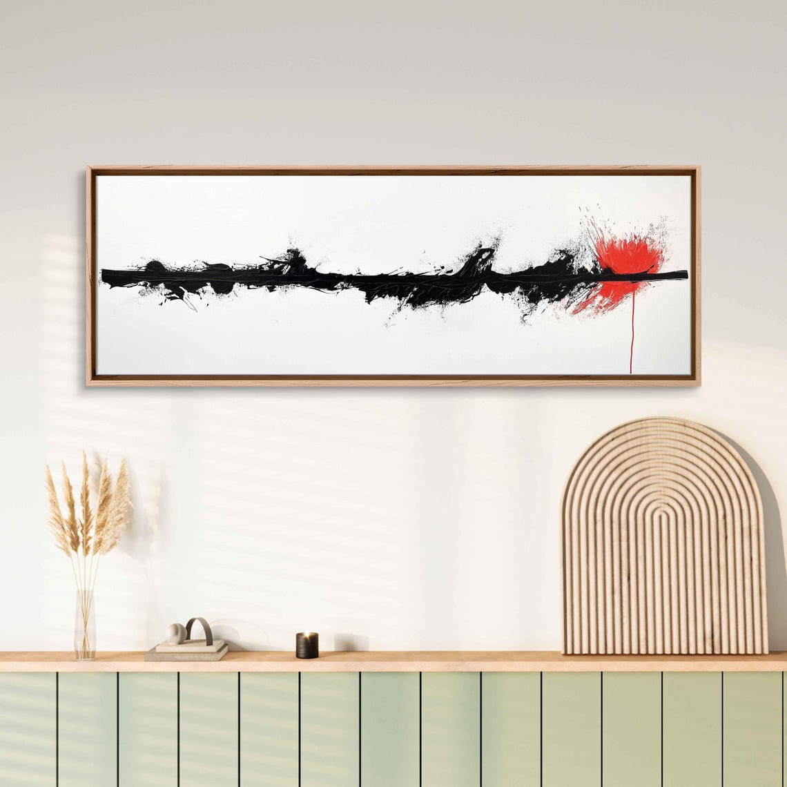 Minimalist Abstract Black White Red Ink Splash Modern Art Poster - Image 3