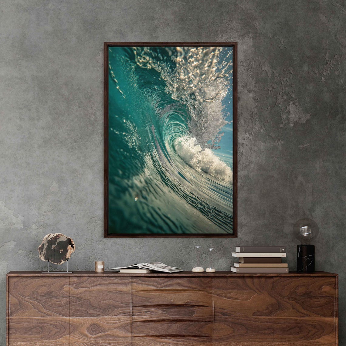 Detailed Ocean Wave Breaking Wall Art Print Gift For Surfer Ocean Art Ready To Hang - Image 3