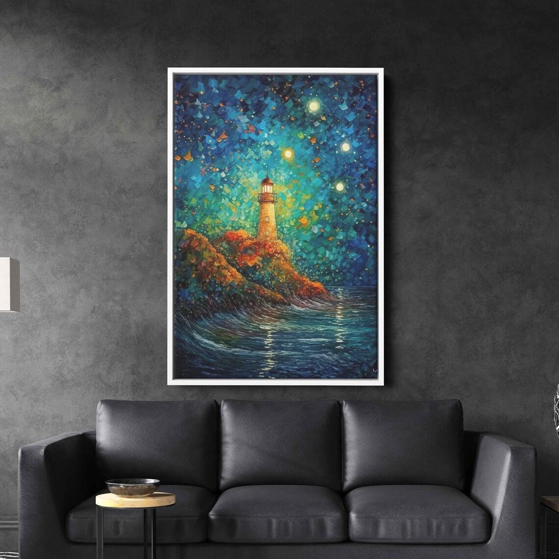 Lighthouse Semi-Abstract Colorful Wall Art Print - Image 3