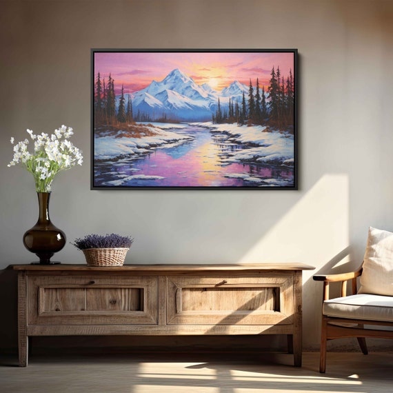 Talkeetna Alaska Colorful River Painting Framed Print Ready To Hang