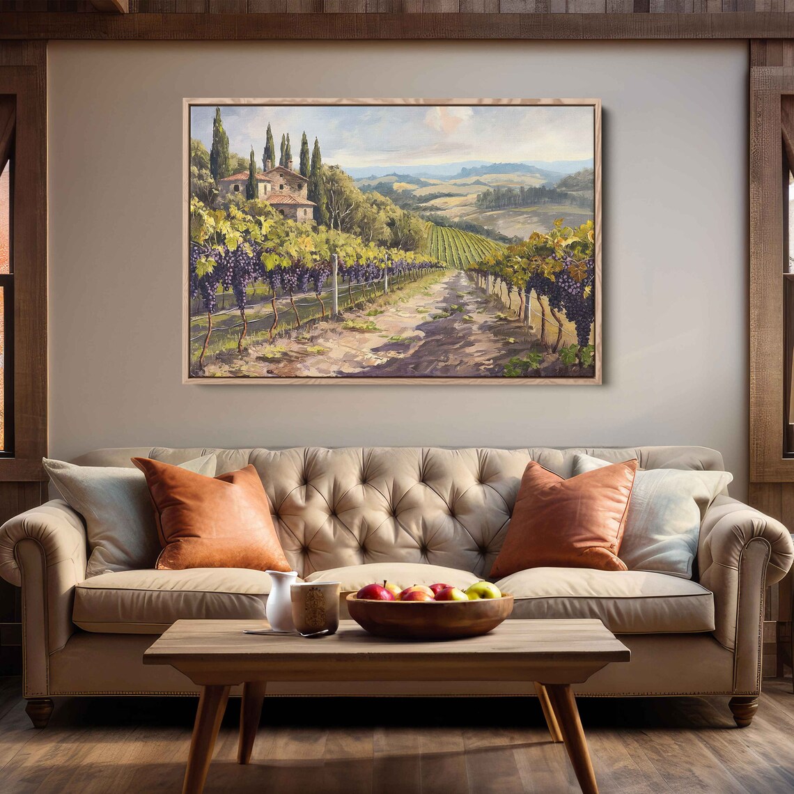 Grapefield Vineyard Farming Lifestyle Lush Greenery Wall Art Print Ready To Hang - Image 3