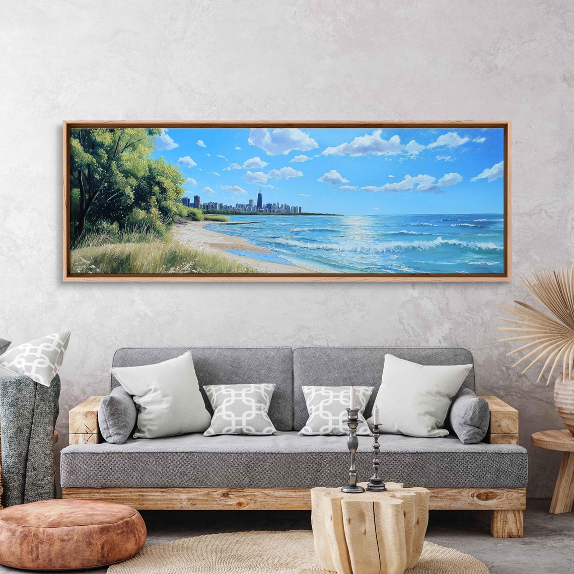 Lake Michigan Views Wall Art Print Bright Sunny Day Chicago Skyline - Image 3