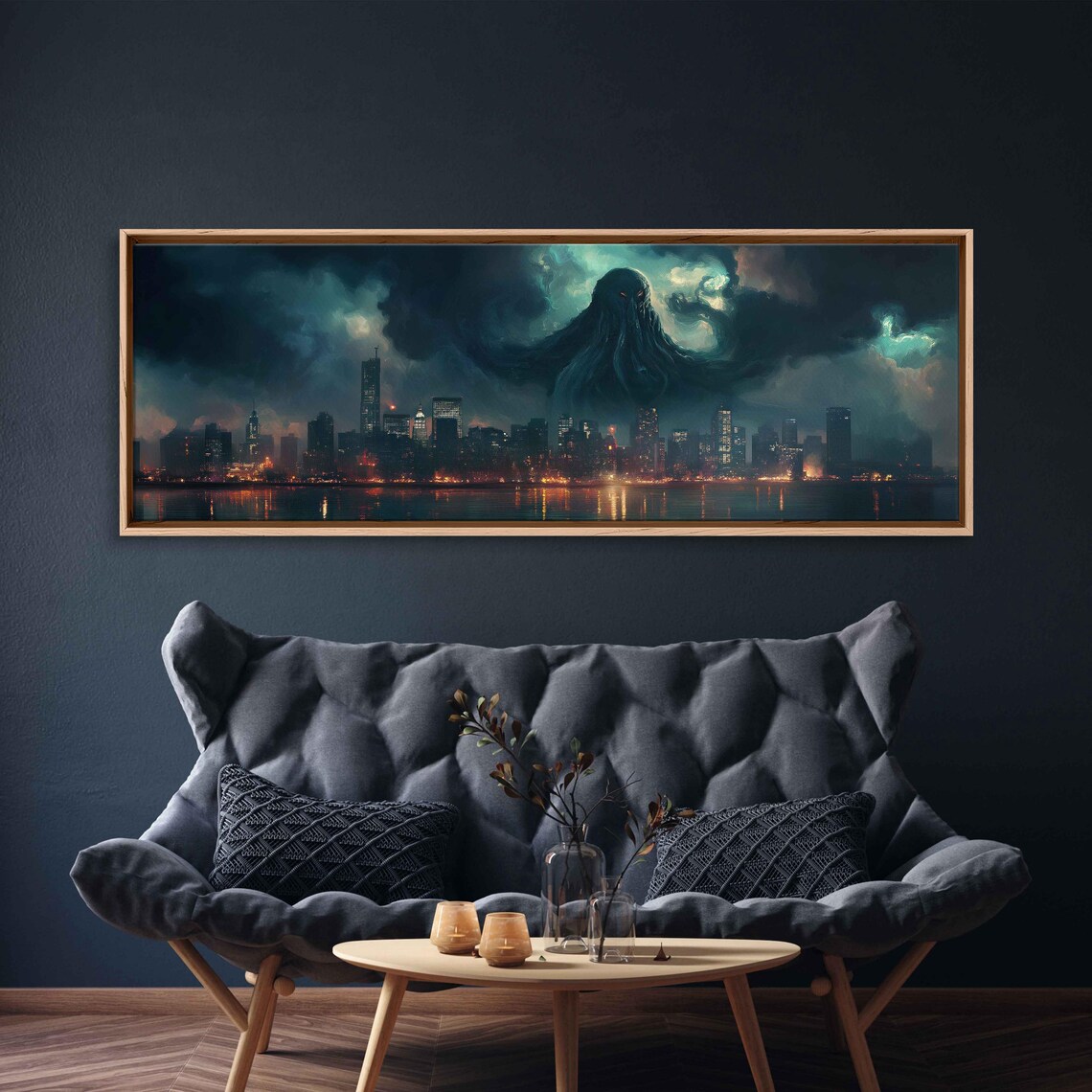 Cthulhu Towering Over City Skyline, Wall Art Print - Image 3