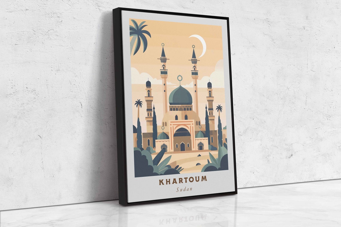 Khartoum Sudan Grand Mosque Domes Crescent Moon Travel Poster - Image 2