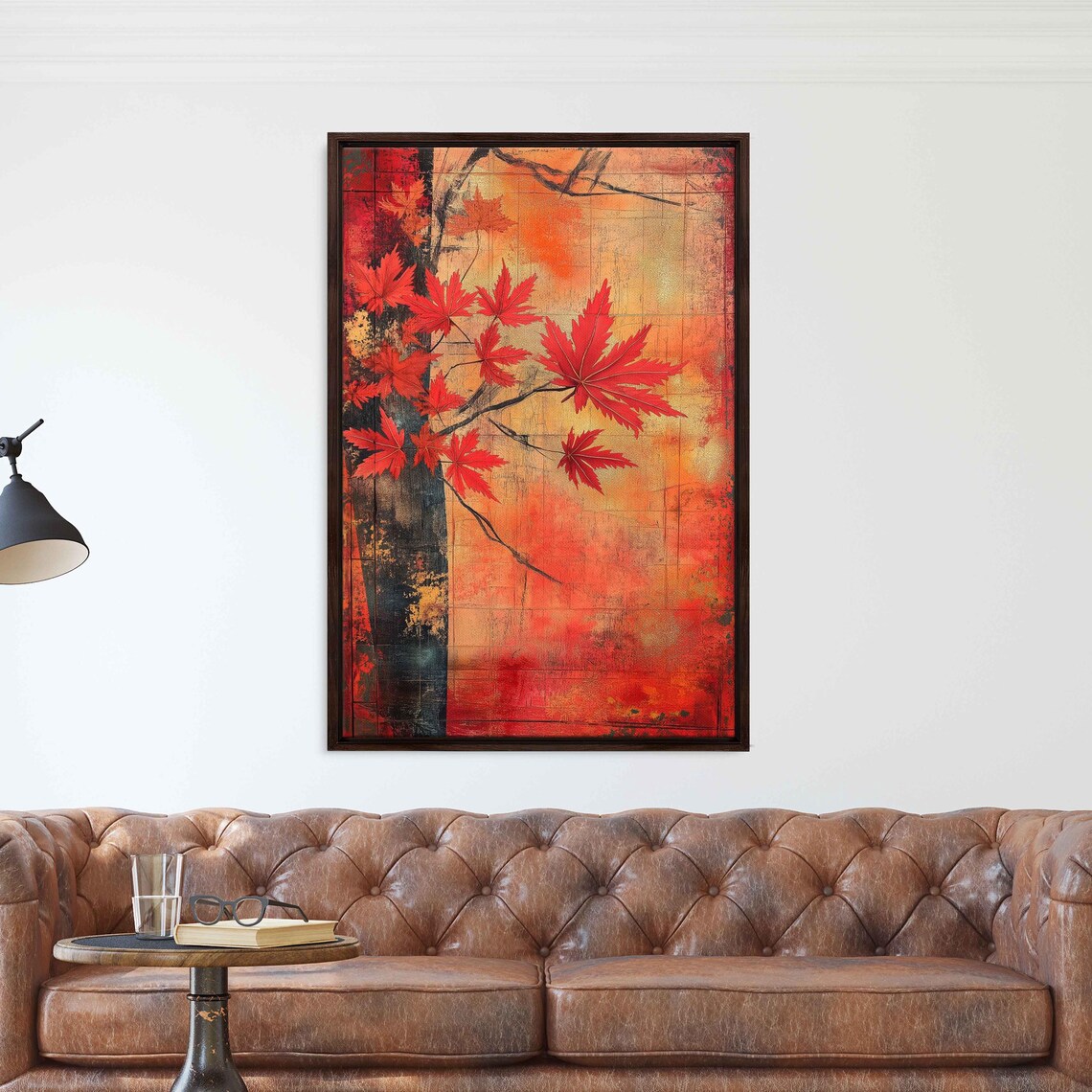 Autumn Maple Leaves Whimsical Collage Art Print