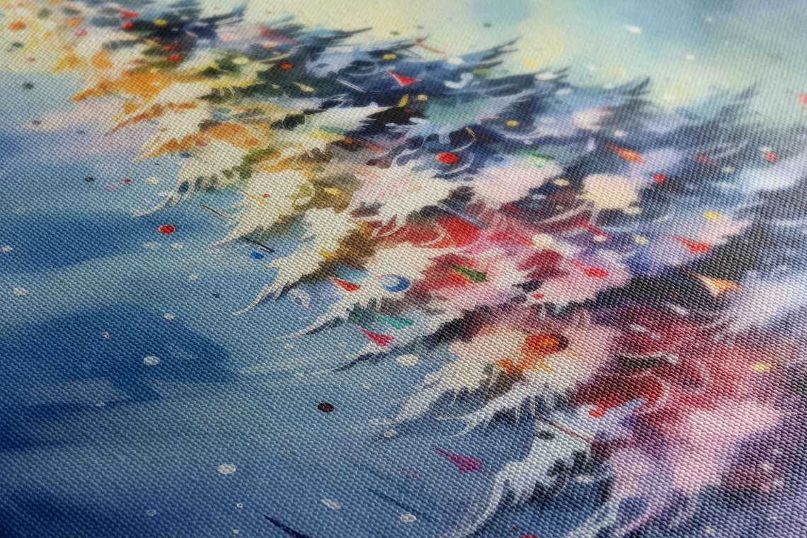 Radiant Glowing Christmas Tree Snowy Starry Night Acrylic Poster - Image 2
