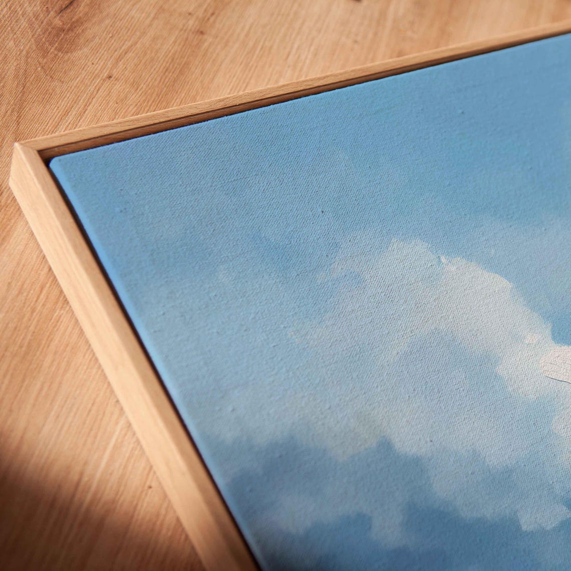 Tiny Sailboat On Glassy Water Moody Blue Minimalist Painting - Image 2
