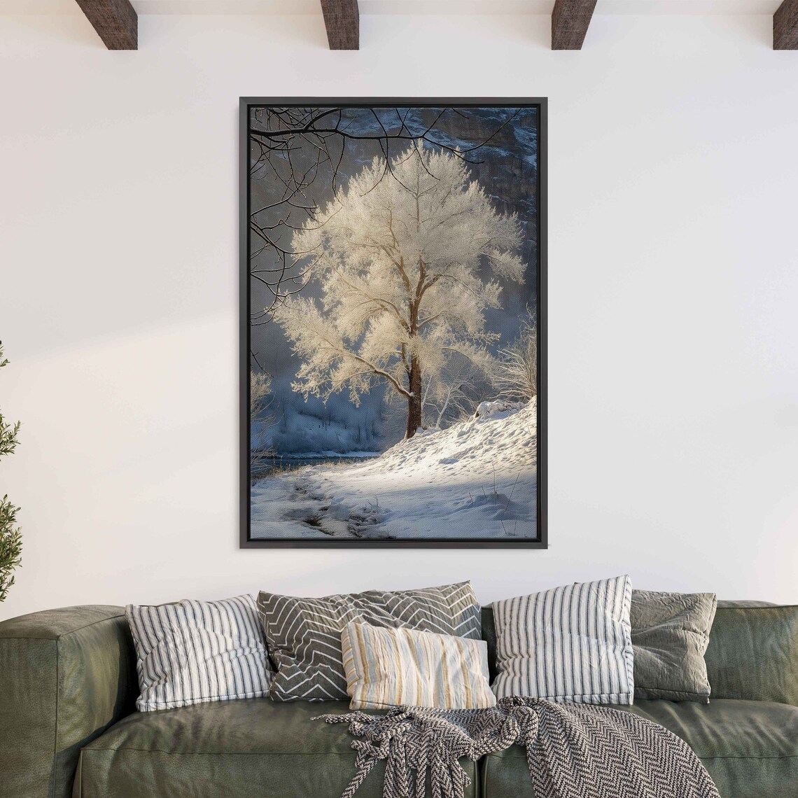 Beautiful Tree In Snowy Landscape Vibrant Color Wall Art Print Ready To Hang