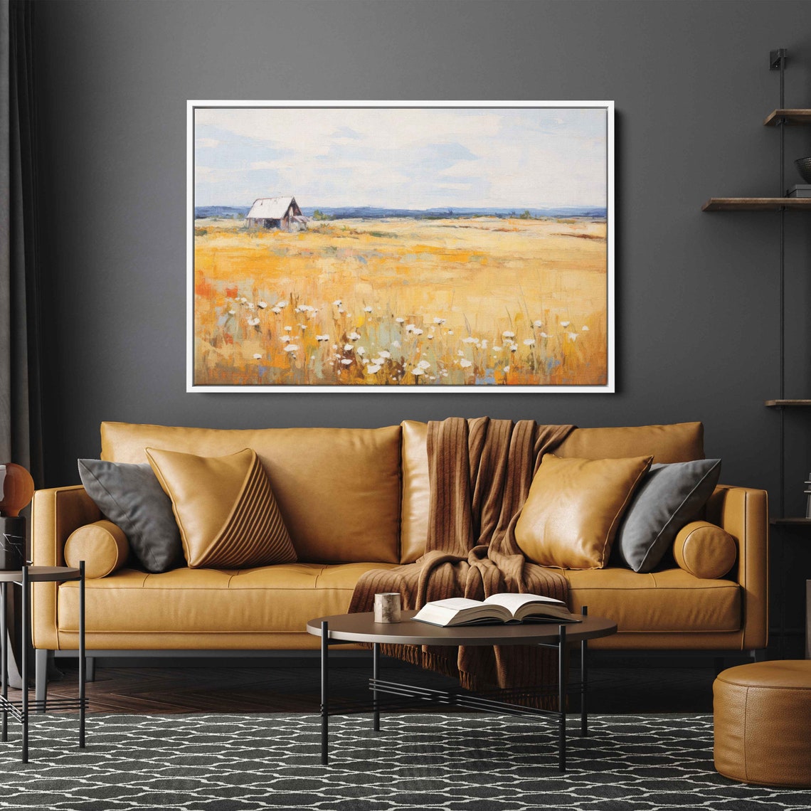 Rustic Farm Vintage Painting Framed Print Ready To Hang Farmhouse Decor - Image 3