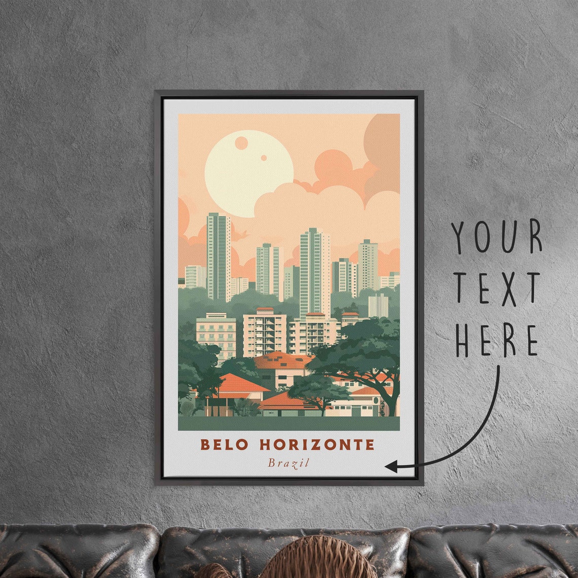 Belo Horizonte Brazil High Rise Skyline Sunset City Travel Poster