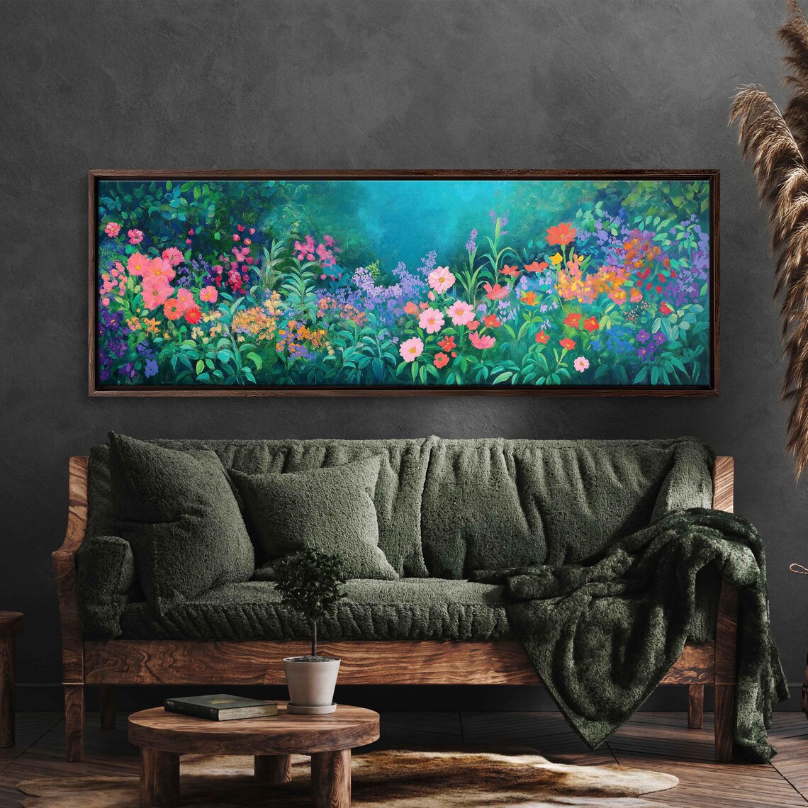 Neon Flowers Garden Art Print, Swirling Patterns - Image 3