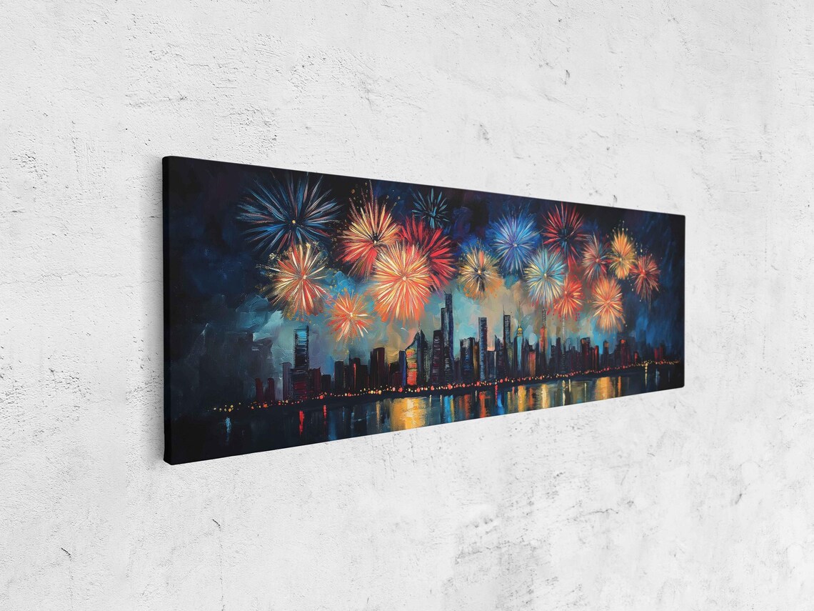Fireworks Display Above City Skyline Poster - Image 4