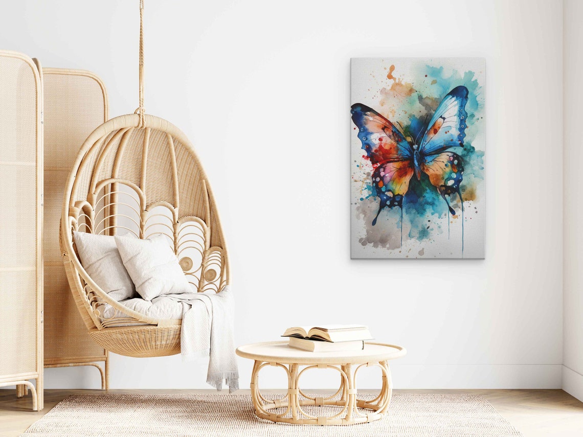 Watercolor Butterfly Painting Print On Framed Ready To Hang Nursery Decor - Image 3