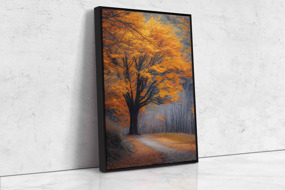 Giant Maple Tree Fall Foliage Autumn Forest Path Photo Print - Image 4