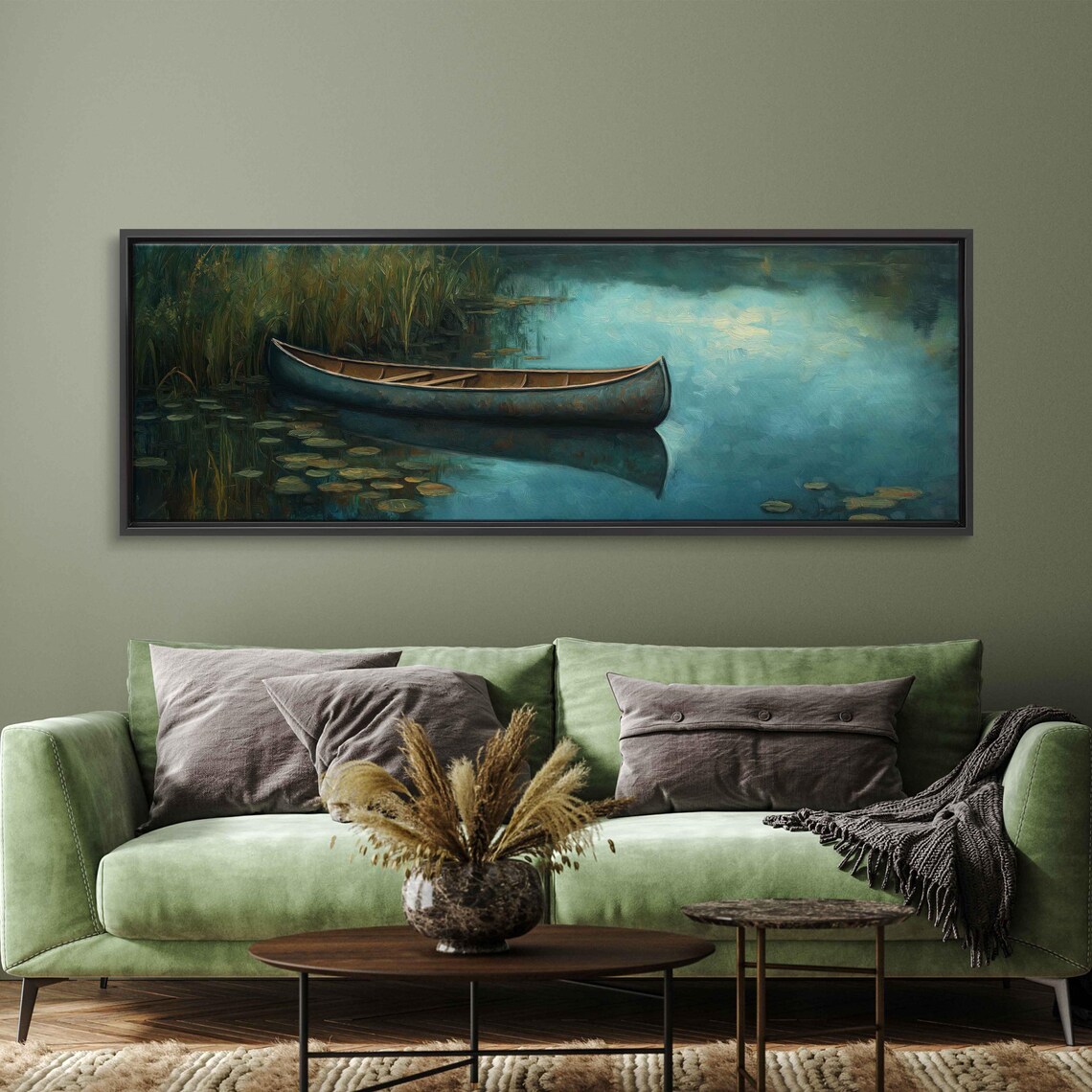 Solitary Canoe In A Cove, Abstract Modern Art Print