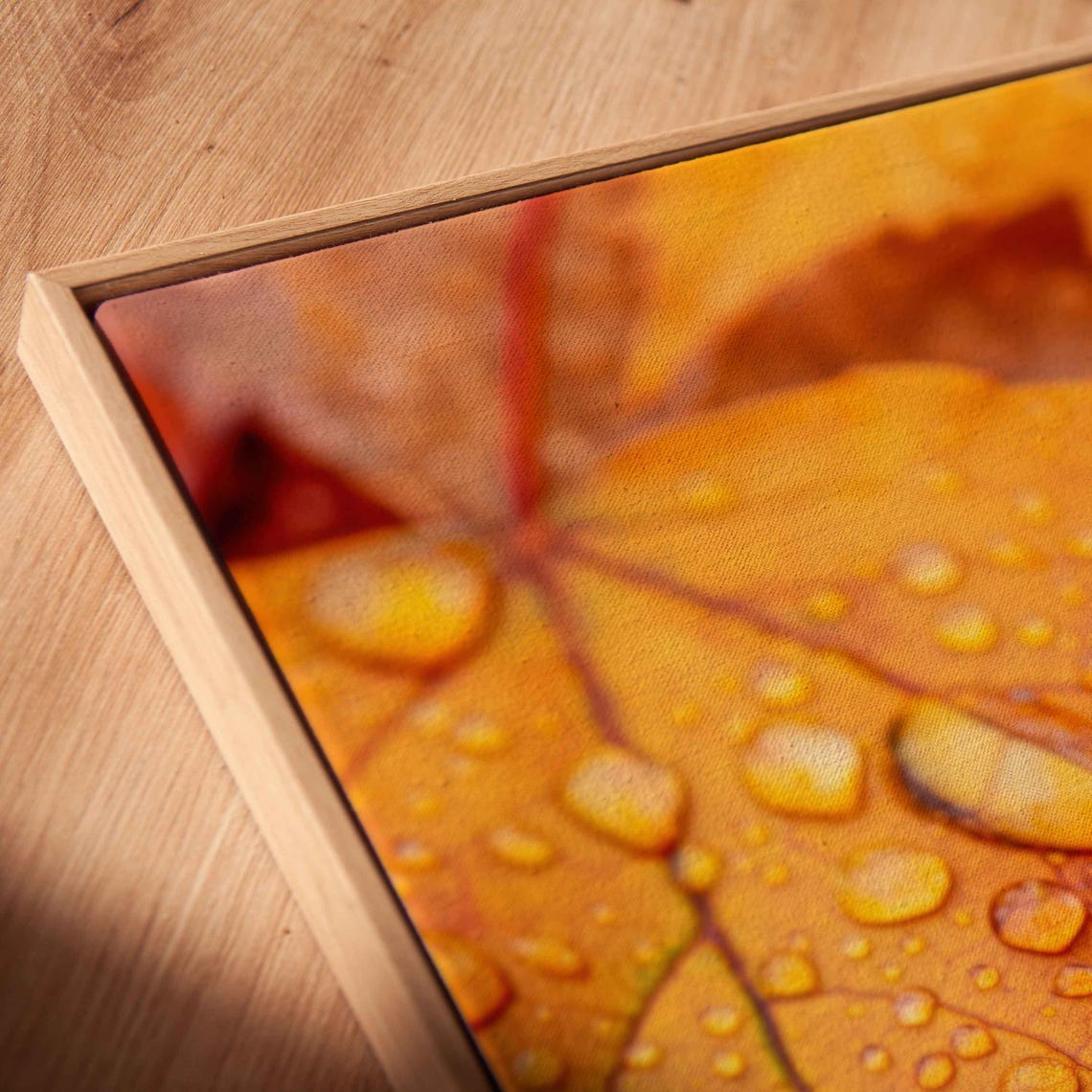 Raindrops On Bright Orange Autumn Leaves Macro Photography Poster - Image 2