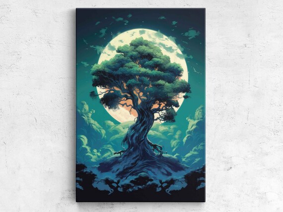 Elder Tree Under A Full Moon Framed Print Bedroom Decor Living Room Decor