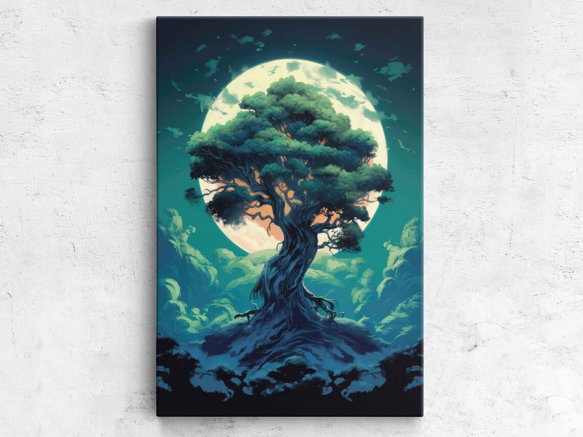 Elder Tree Under A Full Moon Framed Print Bedroom Decor Living Room Decor
