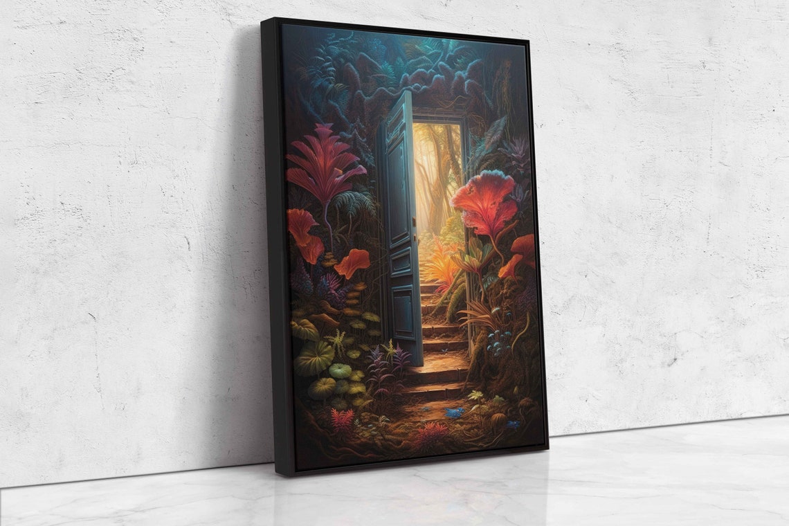 Magic Door Golden Jungle Glow Tropical Forest Fantasy Art Print - Image 4