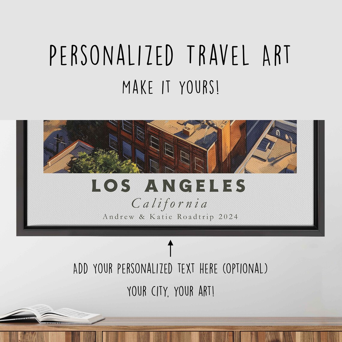 Los Angeles California Acrylic Painting Travel Art Framed Wall Art Framed Fine Art Poster Paper Print Travel Home Decor - Image 4