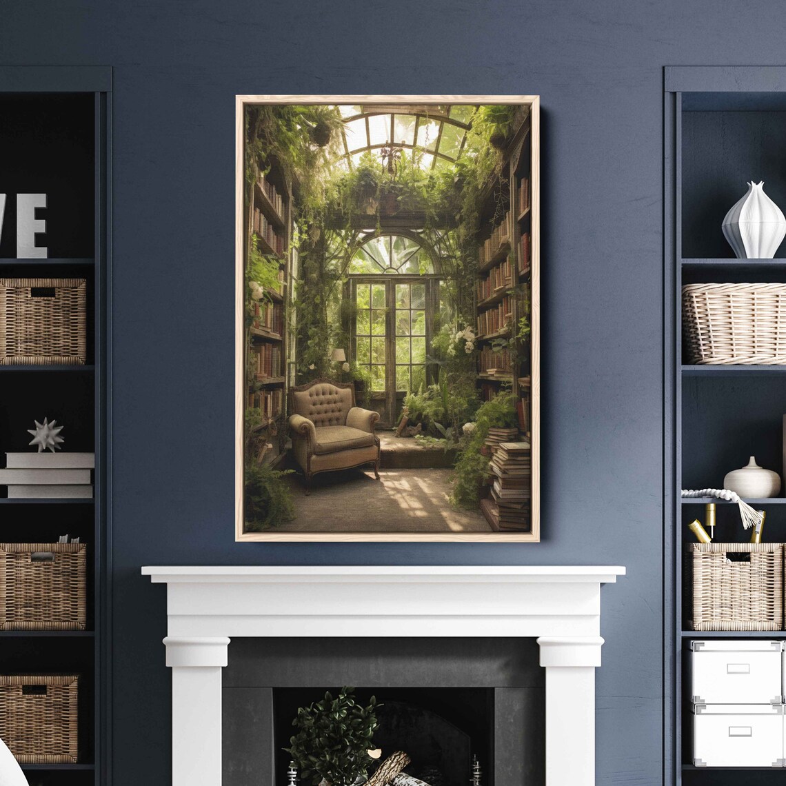 Lush Greenhouse Library Reading Nook Glass Roof Plants Cozy Book Poster - Image 2