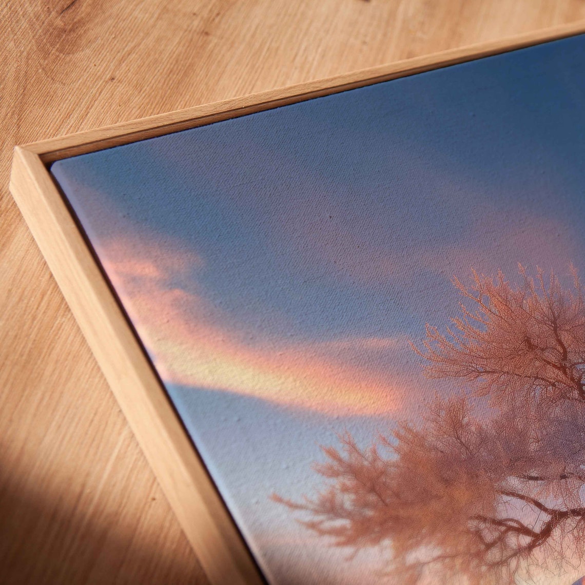Lone Tree In Snowy Dunes Sunset Glow Pink Blue Winter Landscape Poster - Image 2