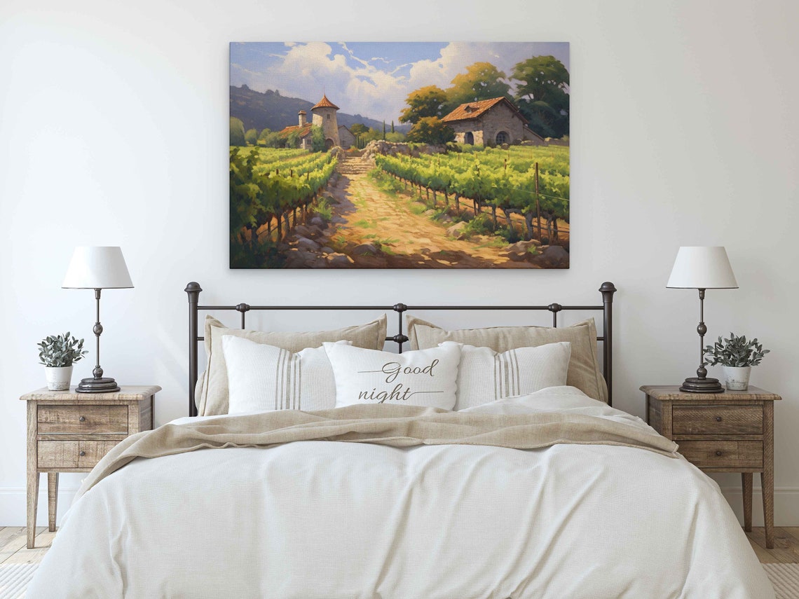 Beautiful Rustic Vineyards Painting Wall Art Reproduction Print Ready To Hang - Image 3
