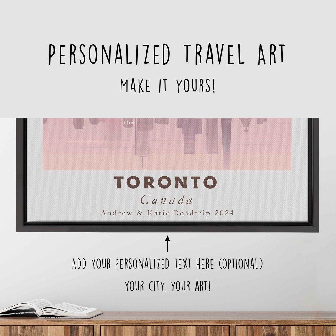Toronto Canada CN Tower Skyline Pink Sunset Lake View Poster - Image 4
