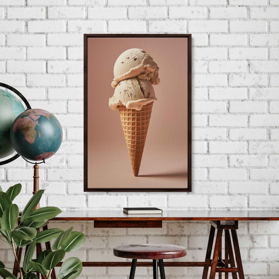 Ice Cream Waffle Cone With Two Scoops Wall Art Print Minimalistic Wall Art Ice Cream Lover Sweet Tooth Ready To Hang