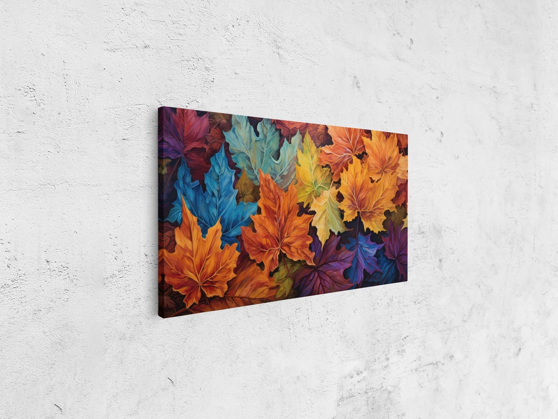 Autumn Maple Leaves Rainbow Colors Fall Foliage Panoramic Wall Art - Image 4