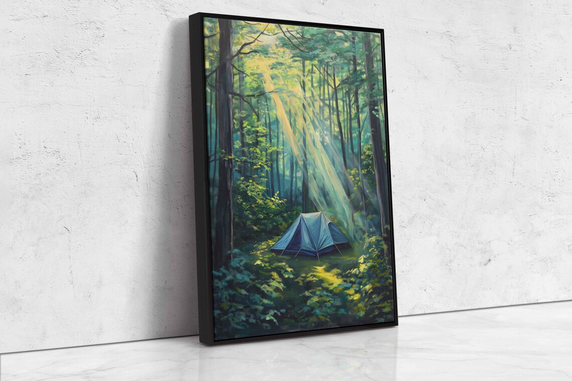 Camping Scene In Forest, Rustic Nature Print - Image 4