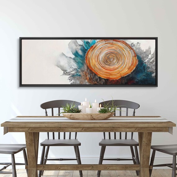 Tree Rings Painting Wall Art Print Colorful Watercolors Detailed Sketches