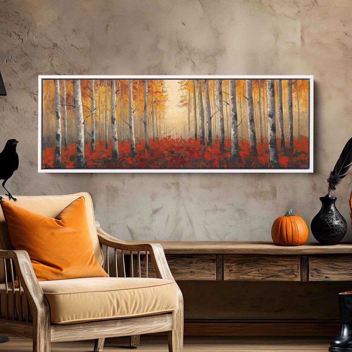 Birch Tree Forest, Impressionist Autumn Art Print - Image 2