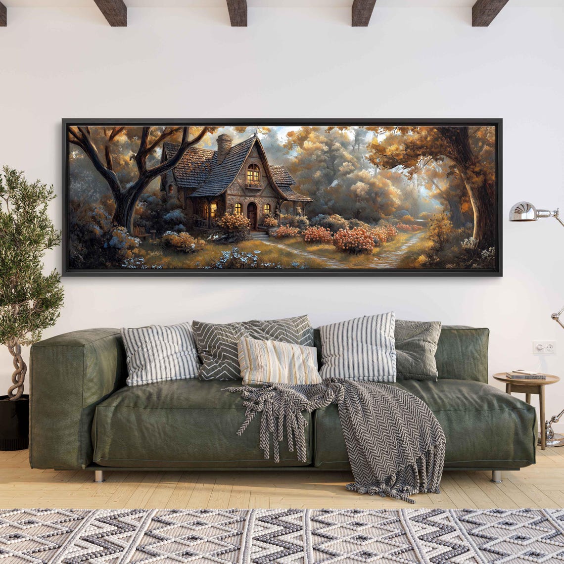 Whimsical Fairy Tale Cottage Wall Art Print Blooming Orchards Sunlight Van Gogh Style - Image 3