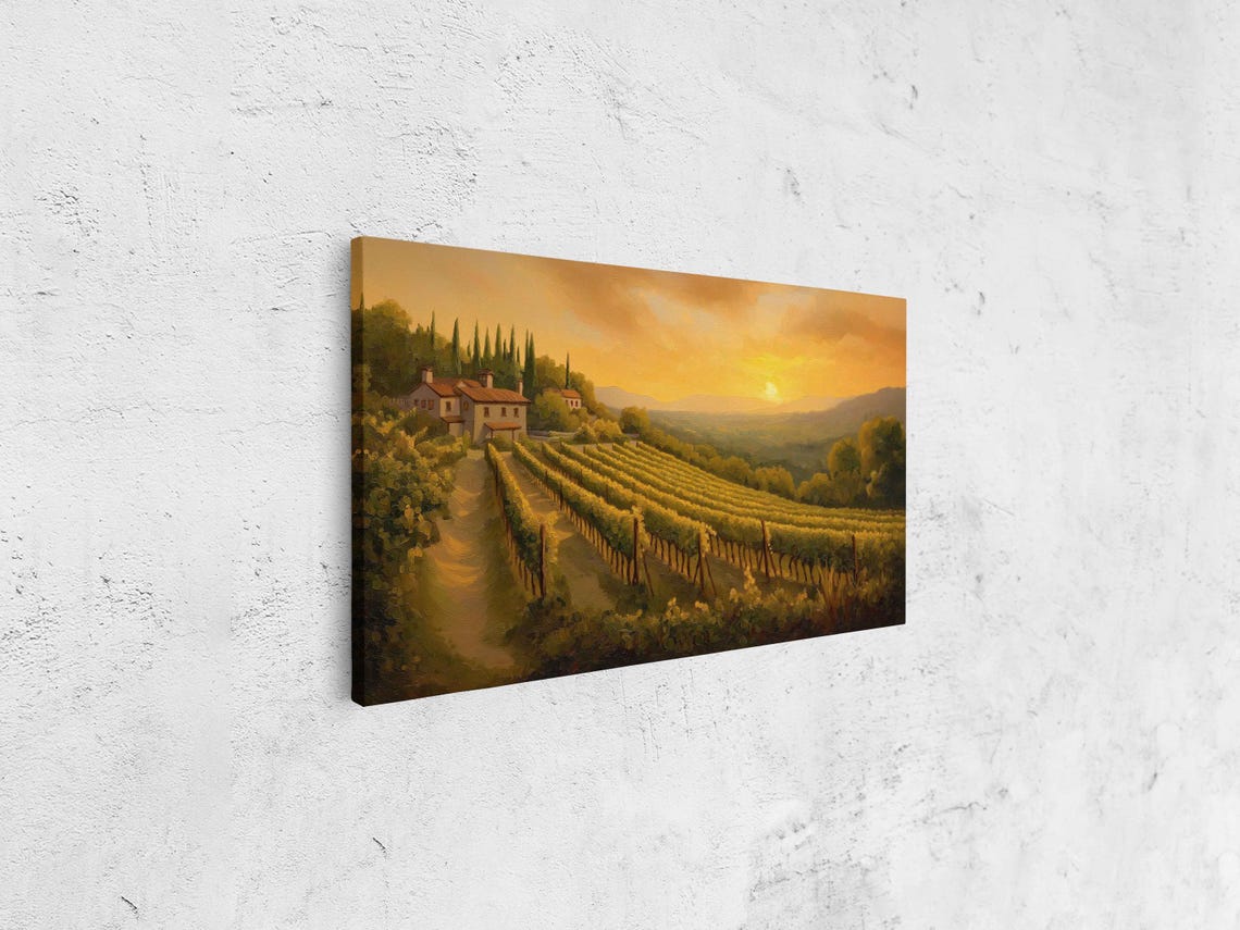 Idyllic Vineyard Hillside Golden Sunset Grape Vines Tuscany Poster - Image 4