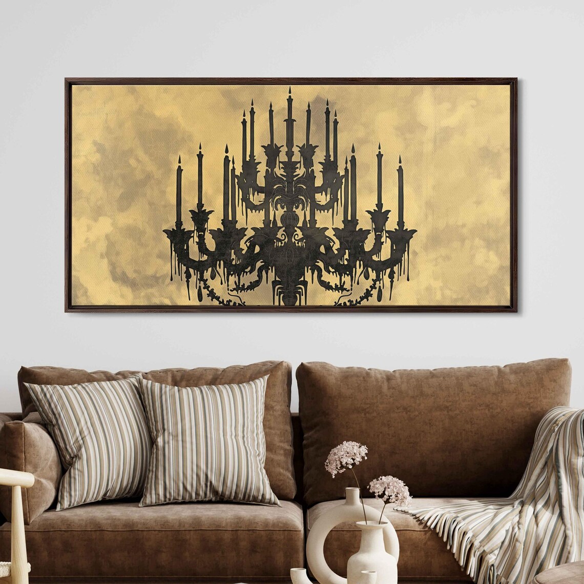 Gothic Chandelier Black Silhouette Antique Gold Vintage Halloween Poster - Image 3