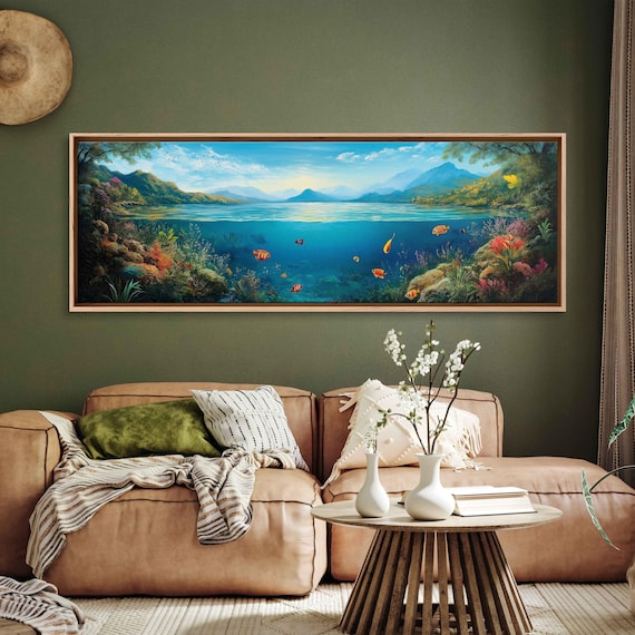 Vibrant Lake Malawi Waters Wall Art Print Colorful Fish Lush Landscape