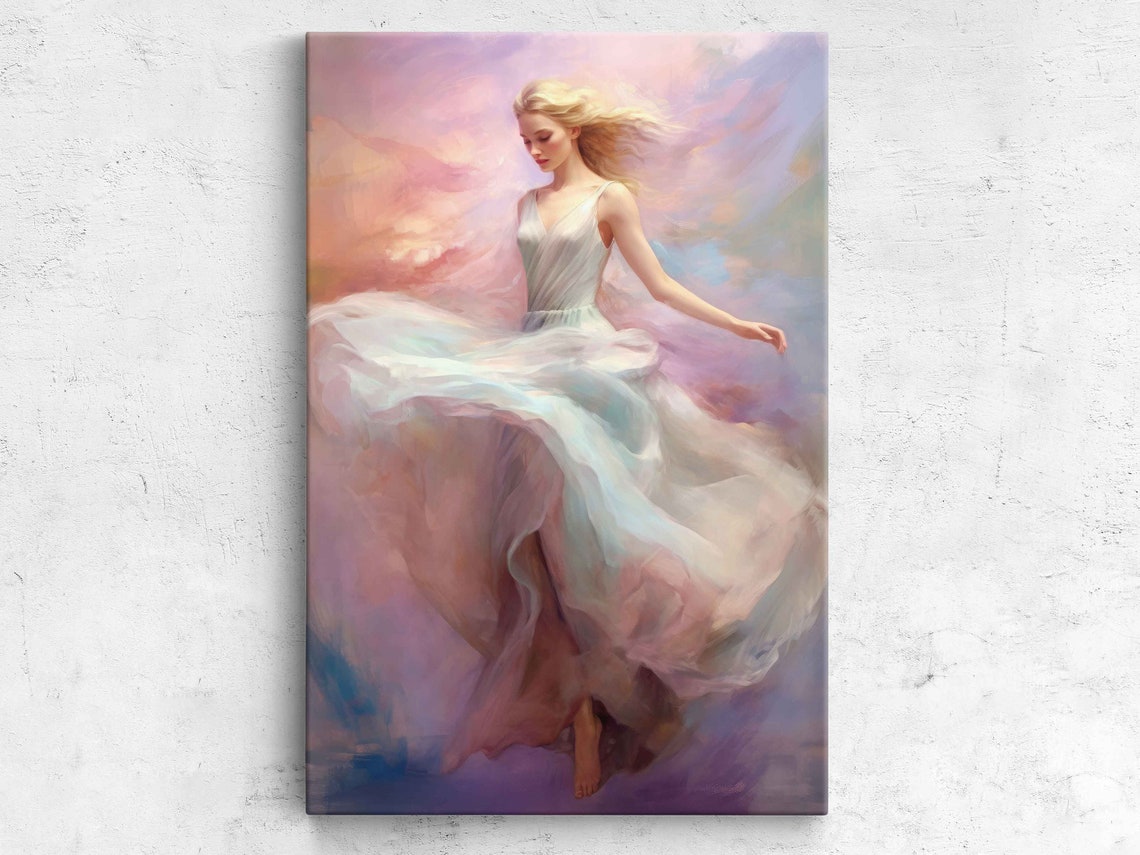 Abstract Dancer In White Dress Painting Framed Print Ready To Hang