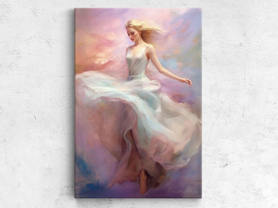Abstract Dancer In White Dress Painting Framed Print Ready To Hang