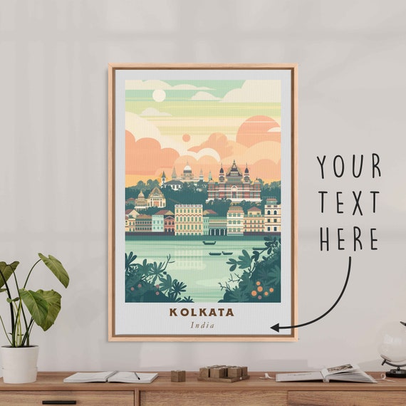 Kolkata India Acrylic Painting Travel Art Framed Wall Art Framed Fine Art Poster Paper Print Travel Home Decor