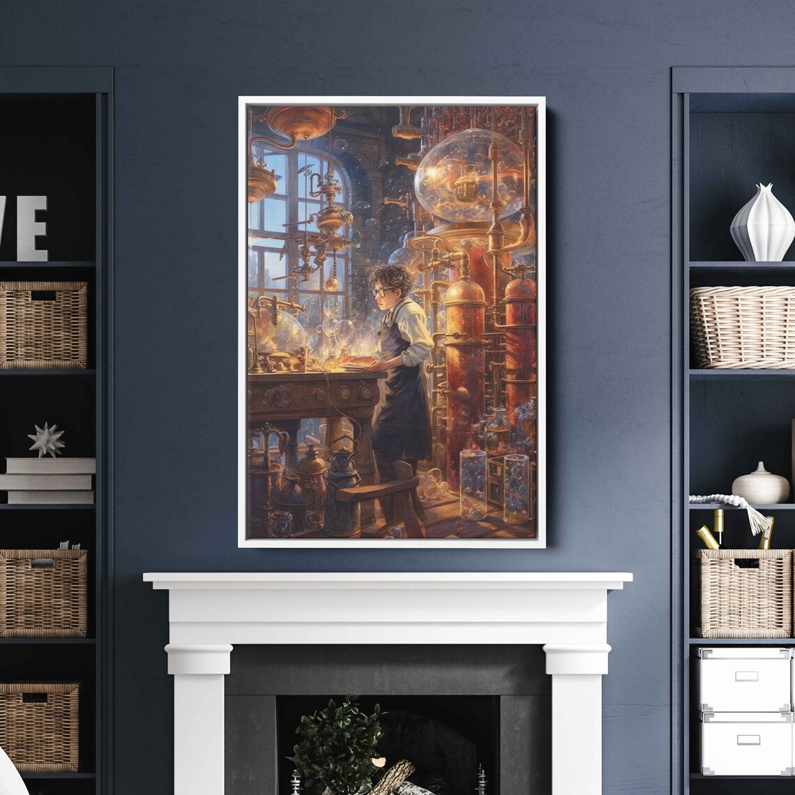 Steampunk Science Laboratory Art Print, Bedroom Decor - Image 2