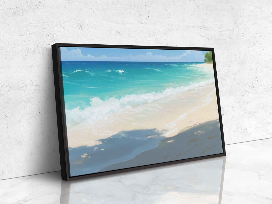 Tranquil Beach Scene Poster, Soft Sand Gentle Waves - Image 4